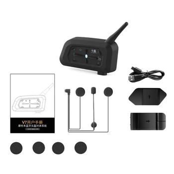 090E V7 Bluetooth-съвместими с Домофонна система Мотоциклет Шлем Система за Комуникация Слушалки Универсален Безжичен Переговорное Устройство за 6-Rider