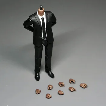 1/12 Мъжки черен Корпус с костюм и заменими ръце Модел Fit 1:12 SHF Mafex Head Sculpts