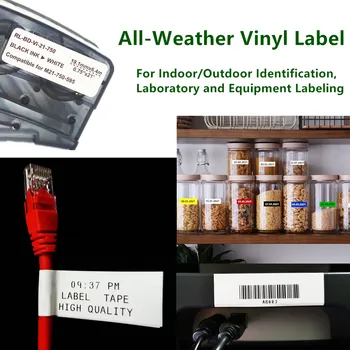 1 ~ 10PK Замяна черно на бяло винил етикета M21-375-595 за вътрешна / външна идентификация, маркиране на лаборатории и оборудване 2