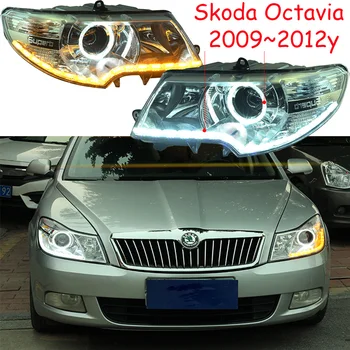 1 комплект 2009 ~ 2013y кола на бронята на главния светлини за Skoda Octavia фарове автомобилни аксесоари LED DRL ксеноновый противотуманный за фарове Octavia