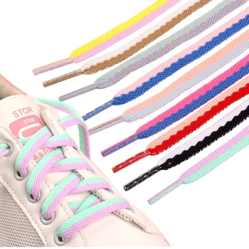 1 Чифт Връзки за обувки, подходящи по цвят, Спортни обувки, Без Еластичност, Плоски Спортни Ежедневни два цвята Маратонки, Връзки за обувки, Аксесоари за обувки