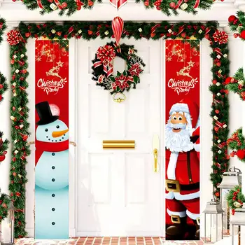 1 Чифт Уникален Полиестер Лесно да се Мотае Коледен Вратата, Висящ Банер на Коледа Коледа Куплет Весел Коледен Банер 4