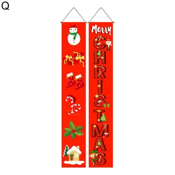 1 Чифт Уникален Полиестер Лесно да се Мотае Коледен Вратата, Висящ Банер на Коледа Коледа Куплет Весел Коледен Банер 5