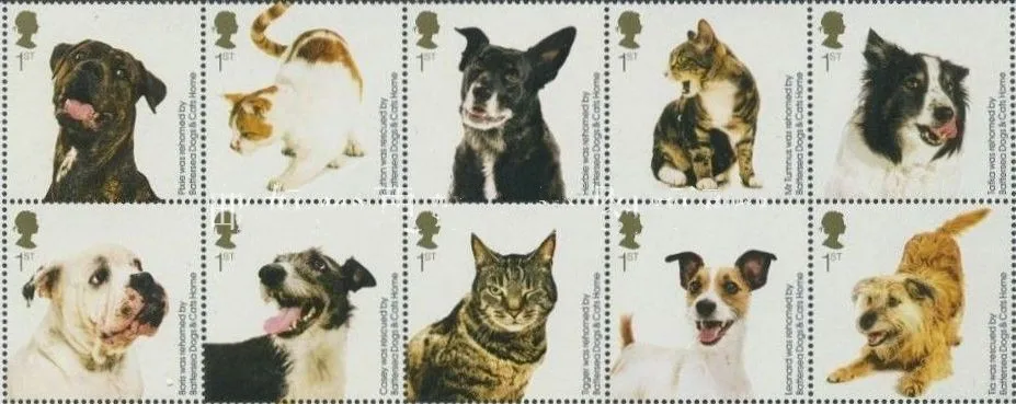 10 бр./компл. Пощенска марка от Великобритания, 2010, Къща за кучета и котки Баттерси, Марка животните, най-Високо качество, Истински оригинален, MNH