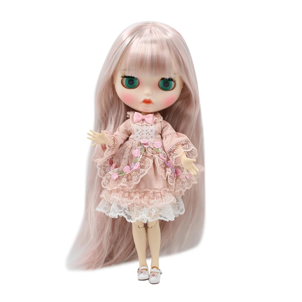 Ледената Кукла DBS Blyth 1/6 30 см jont тяло с млечно бяла кожа на лицето розов цвят смесен цвят на дълга права коса подарък за момичета, играчка BL6909/1010