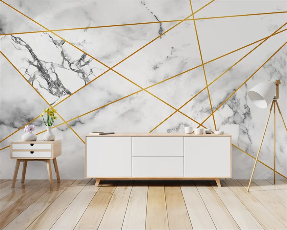 Потребителски 3D тапети 8D рисувани стенни модерен минималистичен геометричен мрамор модел златна линия спалня хол разтегателен ТЕЛЕВИЗИЯ фон стена