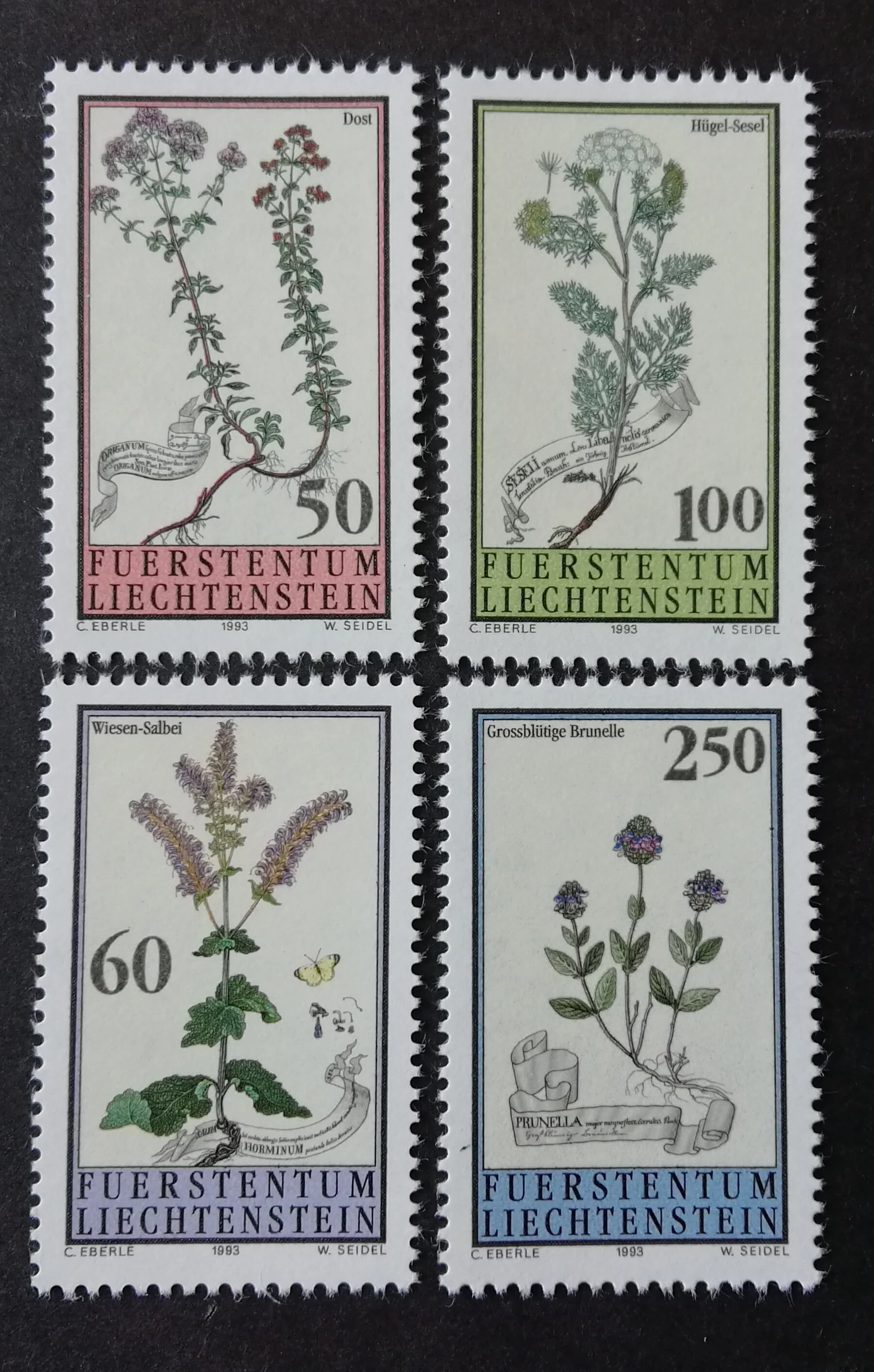 4 бр./компл. Нова Пощенска марка Лихтенщайн 1993 Марка прерийни растения, MNH