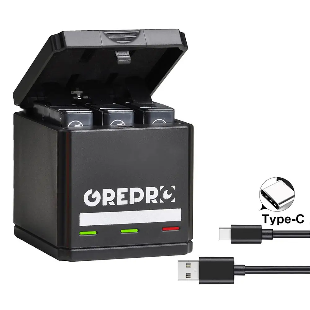 Батерия 1260 mah с 3-канальным led USB-зарядно устройство за GoPro Hero 5 Black, AHDBT-501, Hero (2018 Г.), Герой 6, Hero 7 Black.