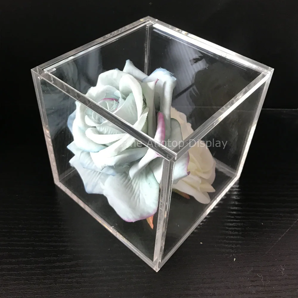 13x13x13cm прозрачна акрилна кубичен бижутериен дисплей кутия сватбен подарък полза кутия