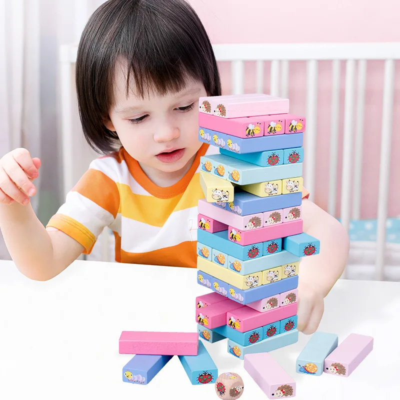 Детски Дървени Строителни Блокове За Деца, Комплекти Домино, Подреждане, Сортиране, Игра, Подарък За Дете, Строителни Тухли Комплекти, Образование Монтесори 0