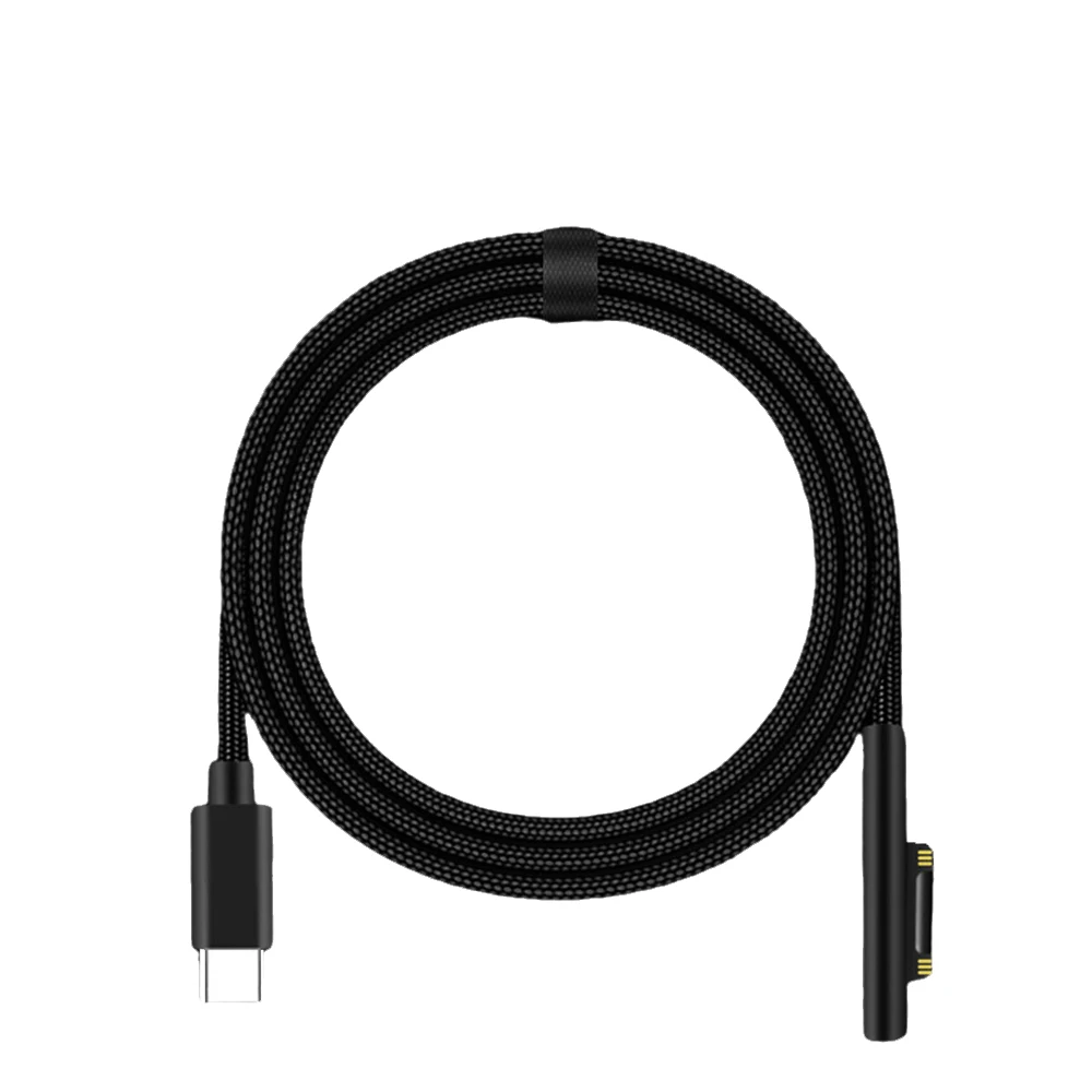 1x Найлонова Оплетка кабел за връзка към зарядното кабел USB-Type C за Microsoft Surface 100 W 5A с блок захранване PD 1,8 М