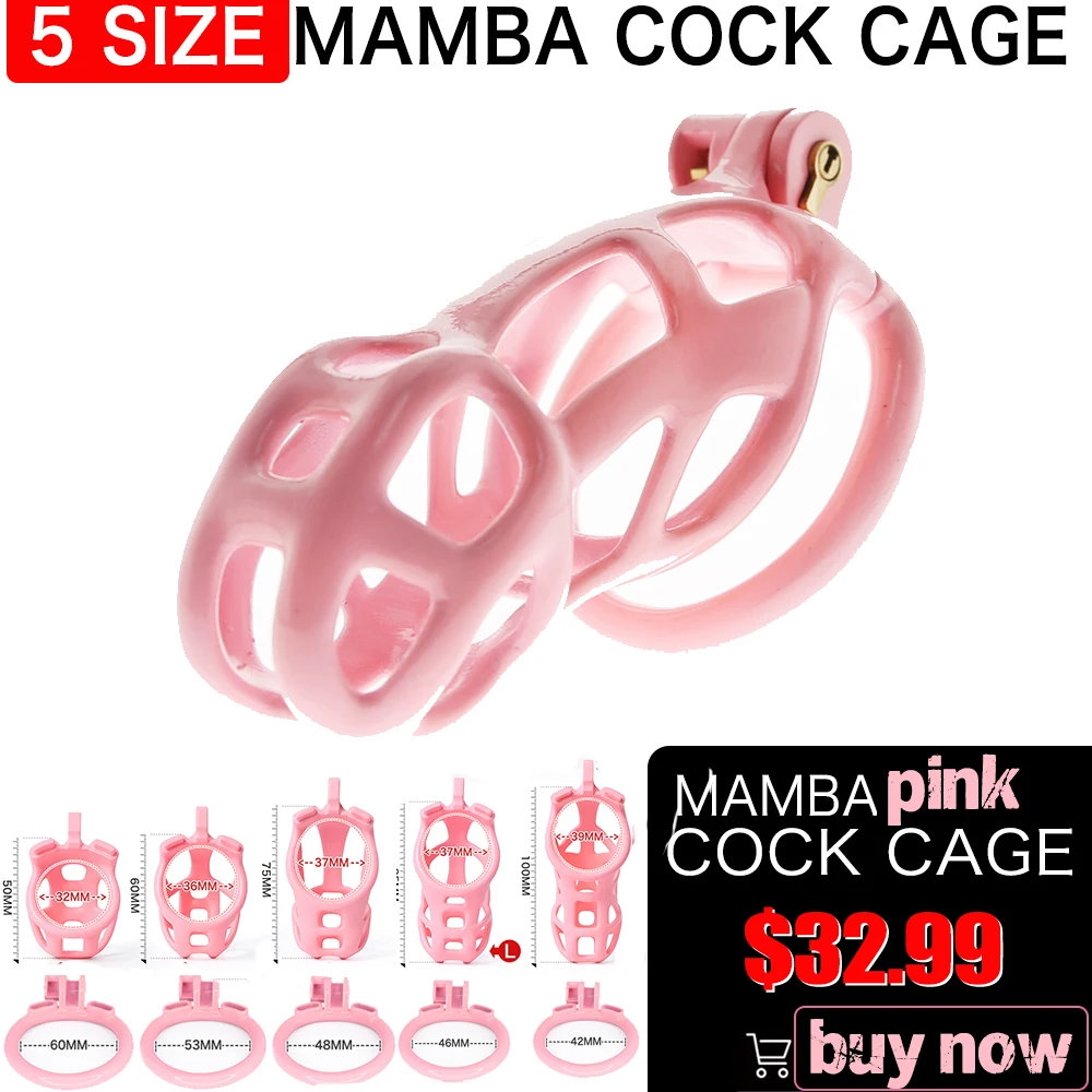 Розова Смола Mamba Петел Клетка Заключват Мъжки Пръстени За Пениса Спре Мастурбация Заключване Мъжки Пояс За Вярност Устройство За 18+ Фетиш Секс Играчки За Мъже 0
