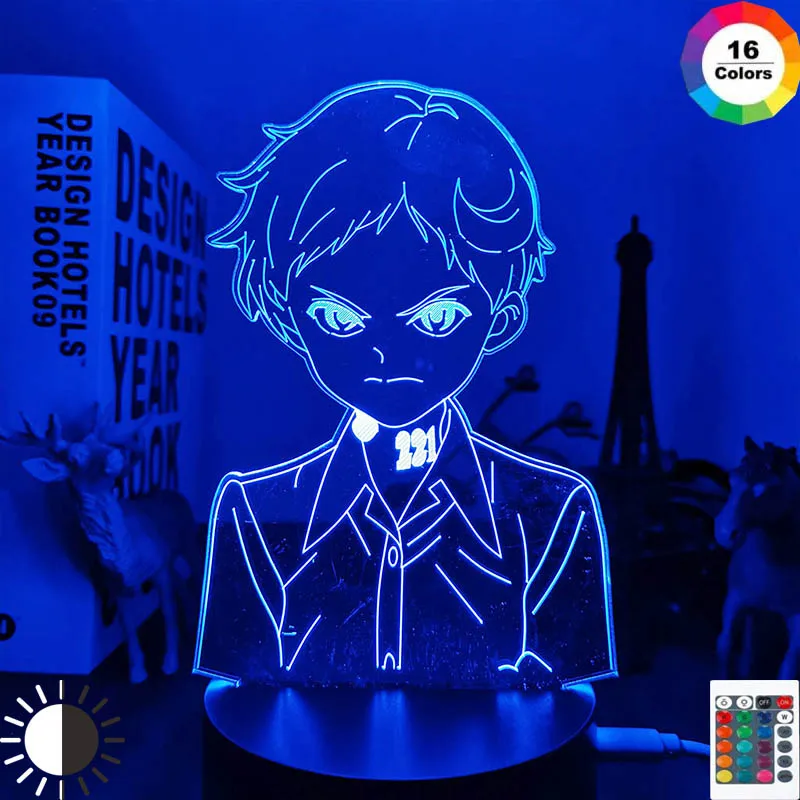 Японската Манга Обещаните Неверленд Ема Фигура 3D Led нощна светлина за Дома Стаите в Детски Детски лека нощ Нощна Настолна Лампа