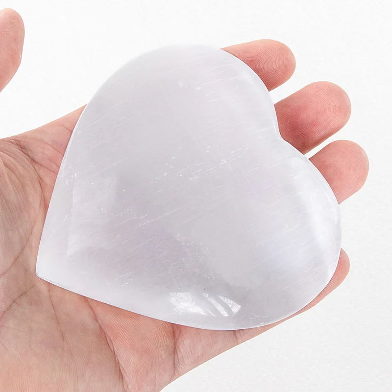 На 6 см от естествен кварцов кристал селенит сърцето рейки исцеляющий подарък за влюбени Директен доставка