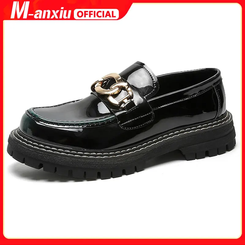M-anxiu/ 2022; мъжки кожени обувки; класическа модерна универсална мъжки кожени обувки от крокодилска кожа; ежедневни английски обувки на плоска подметка