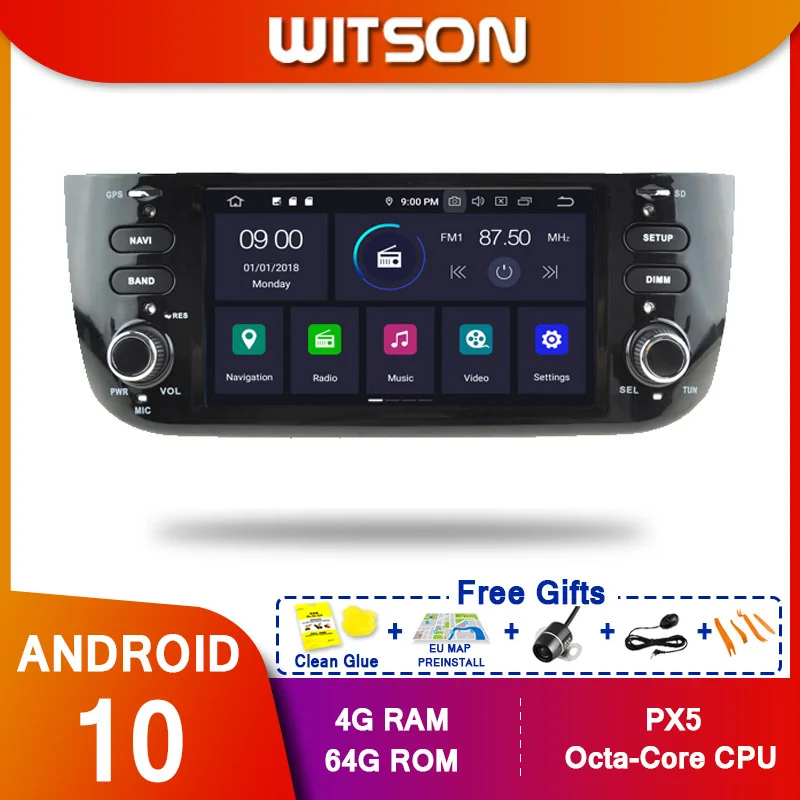 WITSON Android10 восьмиядерный PX5 КОЛА DVD плейър За FIAT PUNTO на FIAT LINEA 2009 2012-20154 GB RAM И 64 GB ROM АВТОМОБИЛЕН GPS НАВИГАТОР 0
