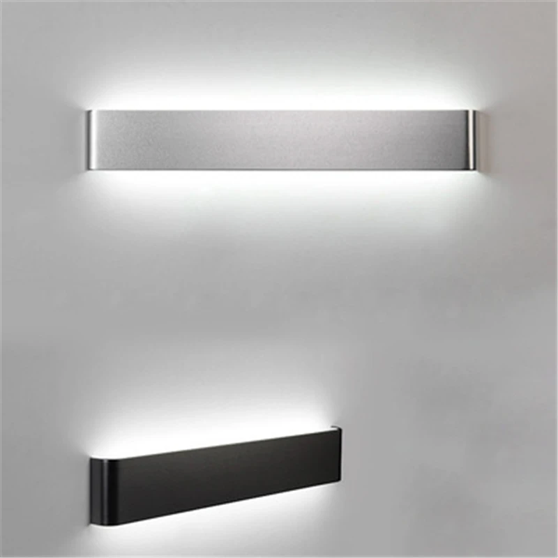 Модерна минималистичная led алуминиева лампа нощна лампа, с монтиран на стената лампа баня огледало за баня директен творчески преминаване черен сребрист