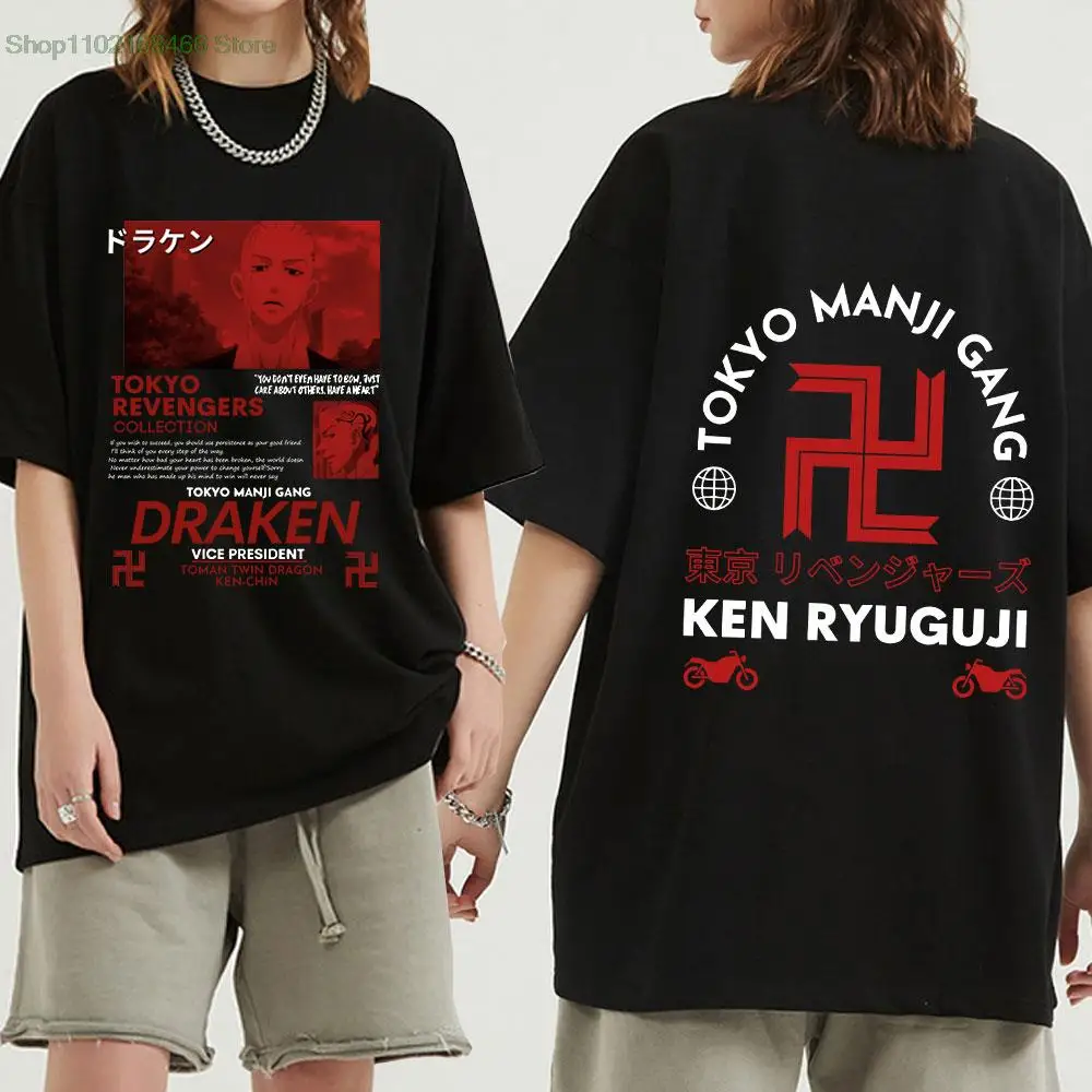 Лятна Тениска на Tokyo Manji Gang Draken с Шарени аниме Pinrt, Тениска Токио Отмъстителите Манга Унисекс, Блузи в стил Харадзюку, Тениска Оверсайз