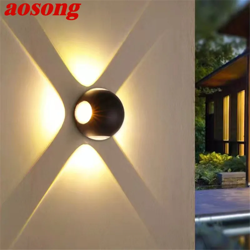 AOSONG Модерен Лесен Стенен монтаж Лампа LED Външен Водоустойчива IP65 Външни Стенни лампи за Декор на Двора, Балкона, Коридор Светлини 0