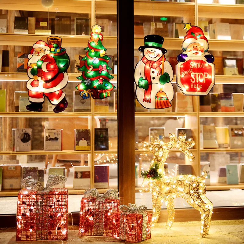 Коледни Светлини Прозорец Окачени Коледни Украси Коледни Светлини с Вендузата Коледна Украса за Дома Нова Година 2023 0