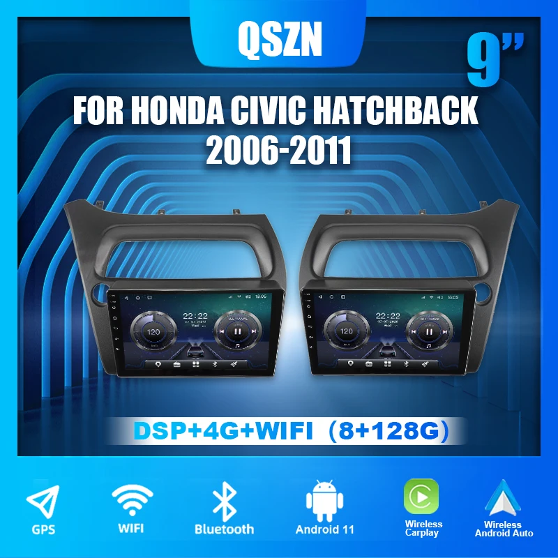 Android 11 8 + 128 г Автомобилен Радиоприемник За Honda Civic Хетчбек 2006-2011 Carpaly Авто DSP GPS Видео Мултимедиен Плейър Стерео Авторадио