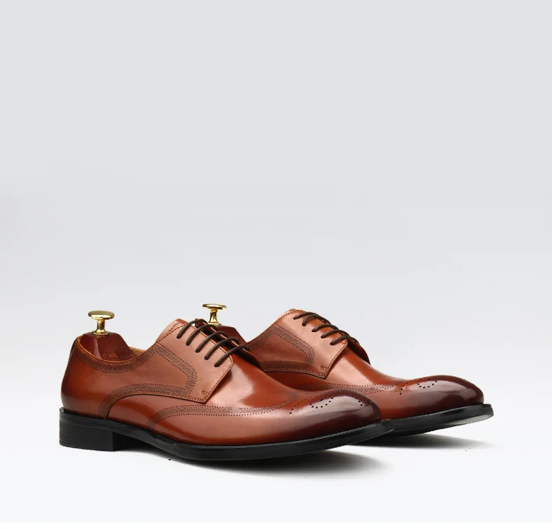 По-големи размери EUR37-46, черни/кафяви мъжки бизнес модела обувки с перфорации тип 