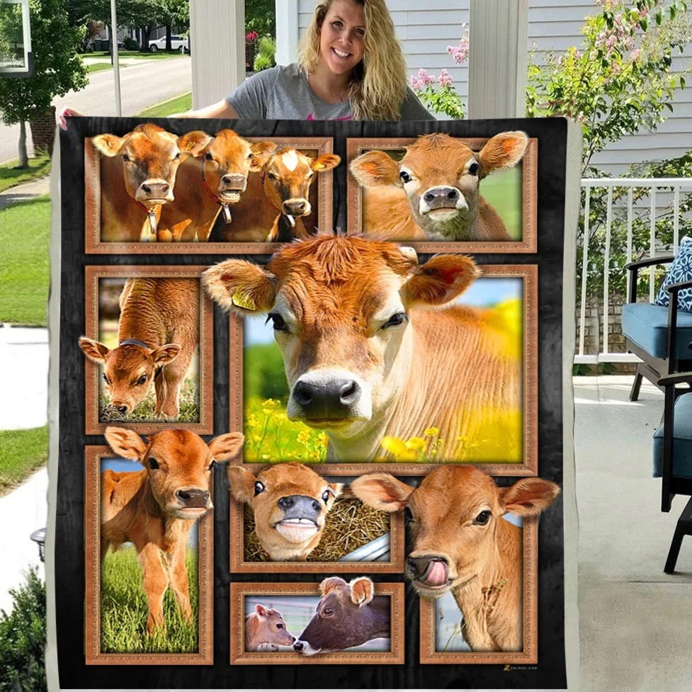 Джерсийские Крави, Выращивающие Меко Плюшевое Шерп-Флисовое Одеяло