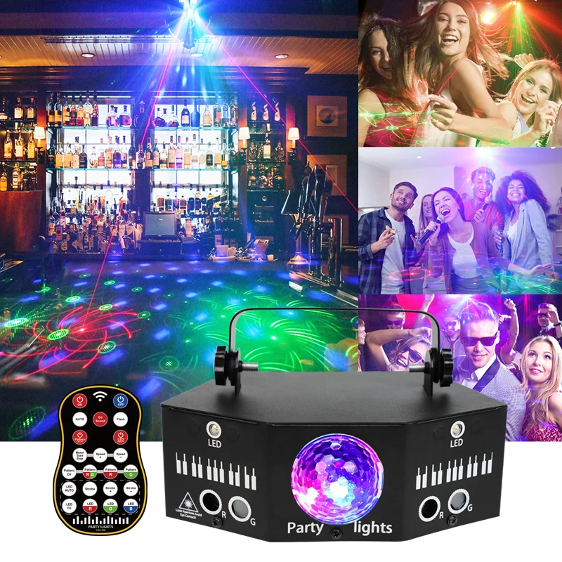 RGB Мини DJ Диско Лазерен Светлинен Проектор USB Акумулаторна батерия LED UV Звук Стробоскоп С Ефект Сватбена Коледна Празнична Вечер Лампа
