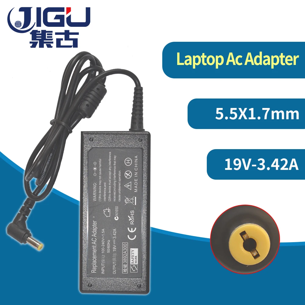 JIGU Нов 19-3.42 A 5,5x1,7 мм AC Адаптер, Зарядно за лаптоп Acer Aspire 6920 7520 6920 7520 1690 5535 SADP-65KB Pa-1650-02 1690 0