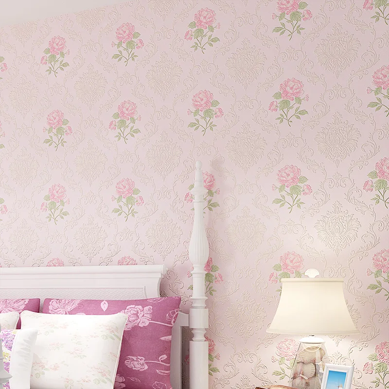 beibehang детска спалня с тапети на цветя тапети 3d тапети ролка стенопис papel de parede се стичат, за да раираната пола