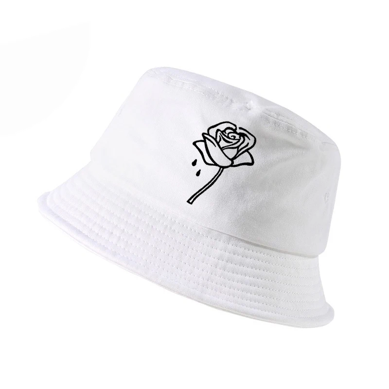 Дамски шапка рибар с принтом рози, поп-панама в стил харадзюку, Дамски Нова Лятна шапка в стил хип-хоп, пънк-рок, шапка-кофа gorro