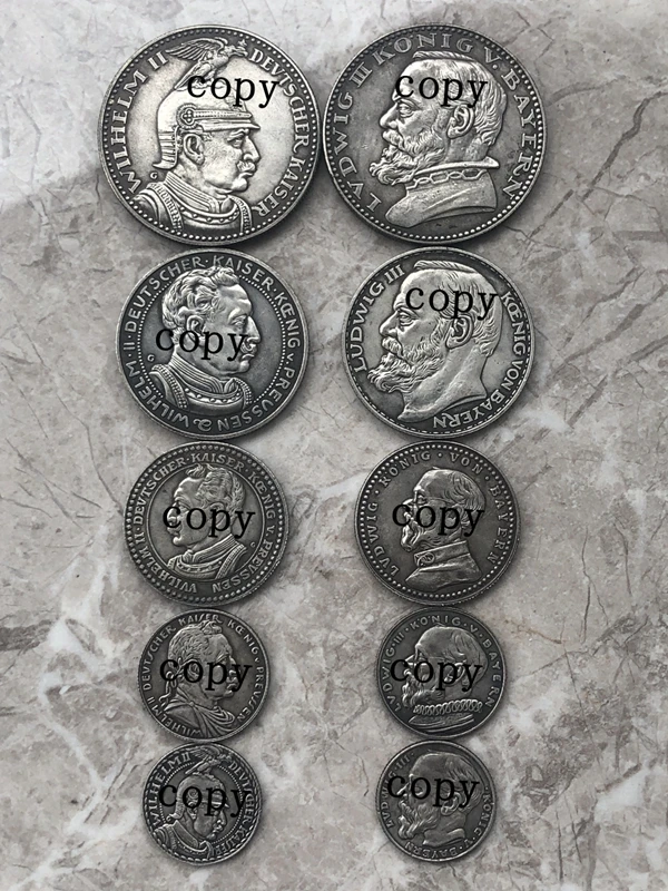 Немски 1913 година <5,3,2,10,20> Монета марка 10 копие от комплекта