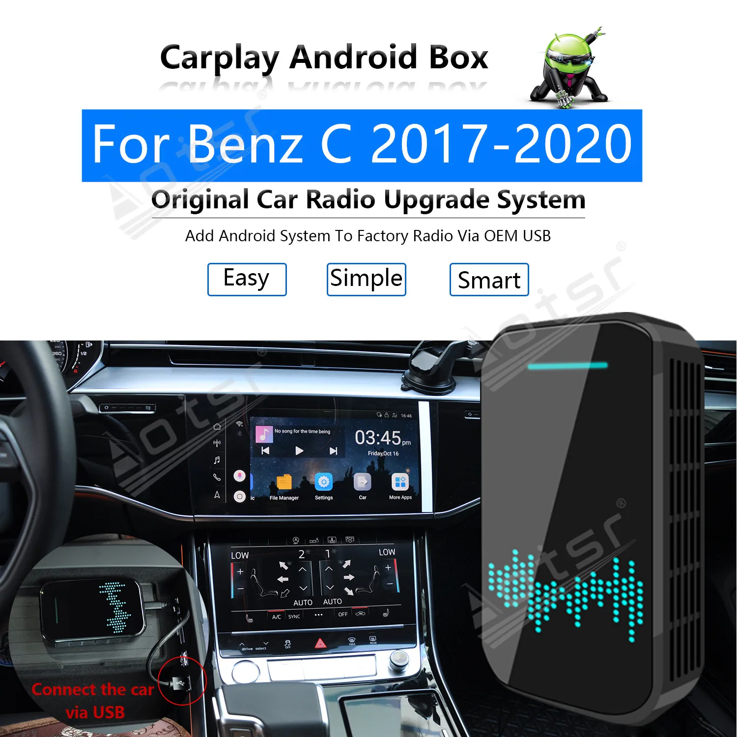 Радиото В Автомобила Carplay Android Ai Box, За Да Benz C 2017-2020 Мултимедиен Плеър Радио Ai Apple Безжична Carplay Box Обновяване На Огледално-Рефлексен Връзки