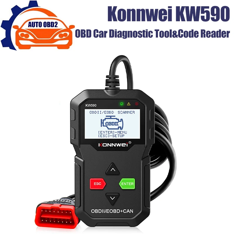 OBD 2 Авто Скенер и Автоматичен Инструмент за Диагностика KONNWEI KW590 Автомобил на Четец за кодове, авто OBD2 Скенер Поддържа на много марки Автомобили и езици 0