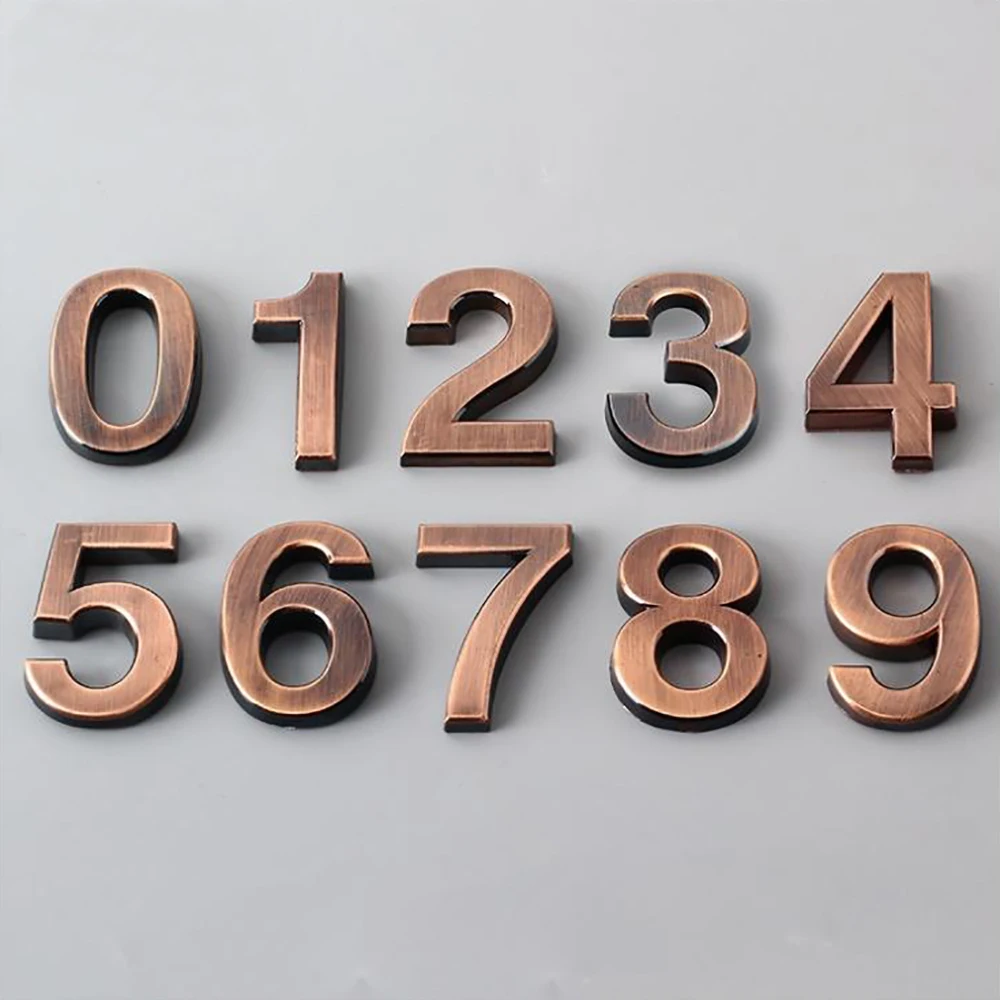 Номер на Порта 0-9 1бр Модерен Бронзов цвят 5 см, 7 см, Къща, Хотел Вратата Адрес Табела на Номер Цифри Стикер на Знак Знак Удобен