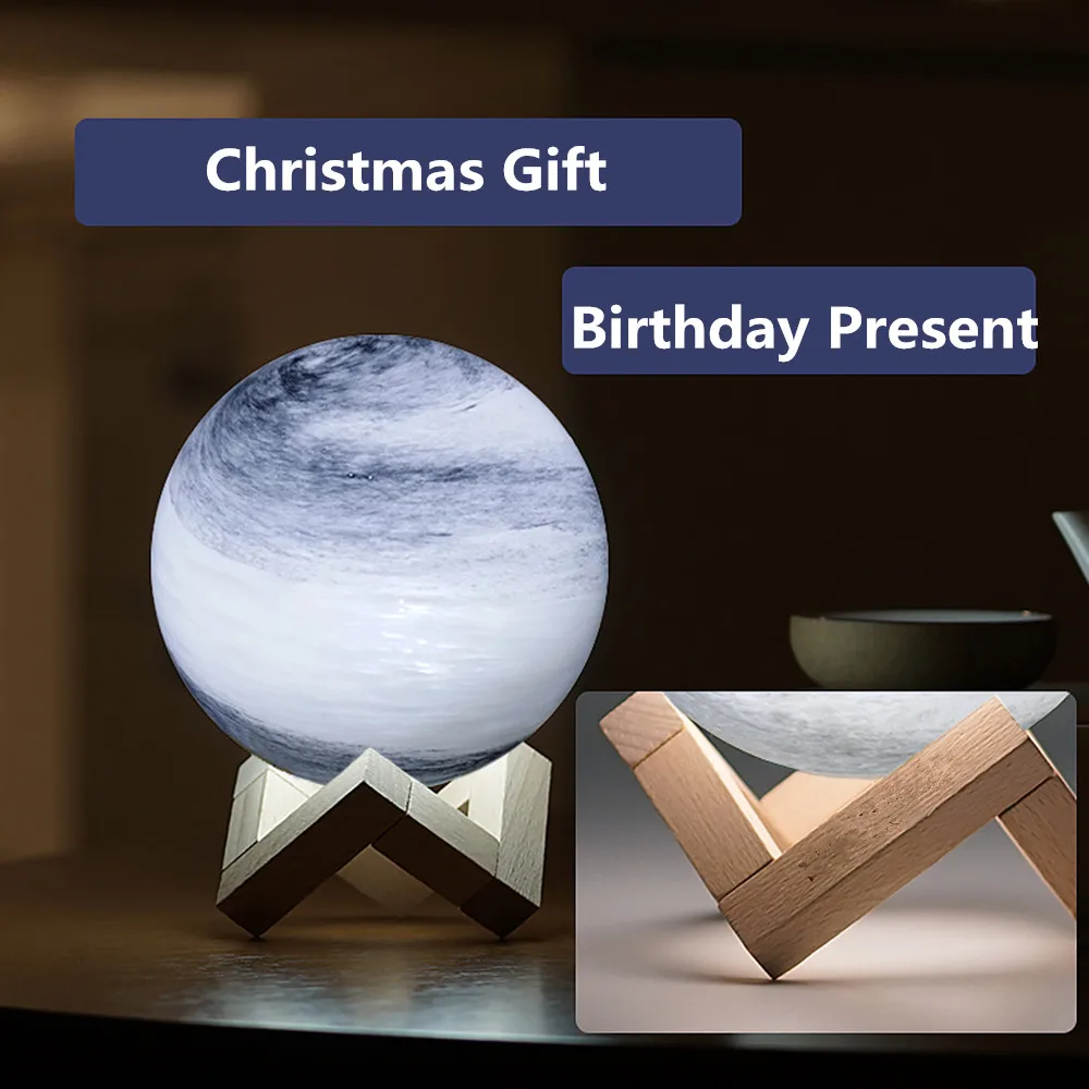 Ins Стил на 3D Цвят Кристал Планета Лампа Сензорно Управление на Звездното Небе Галакси 3 Бяла Светлина Нощно USB Акумулаторна Коледен Подарък