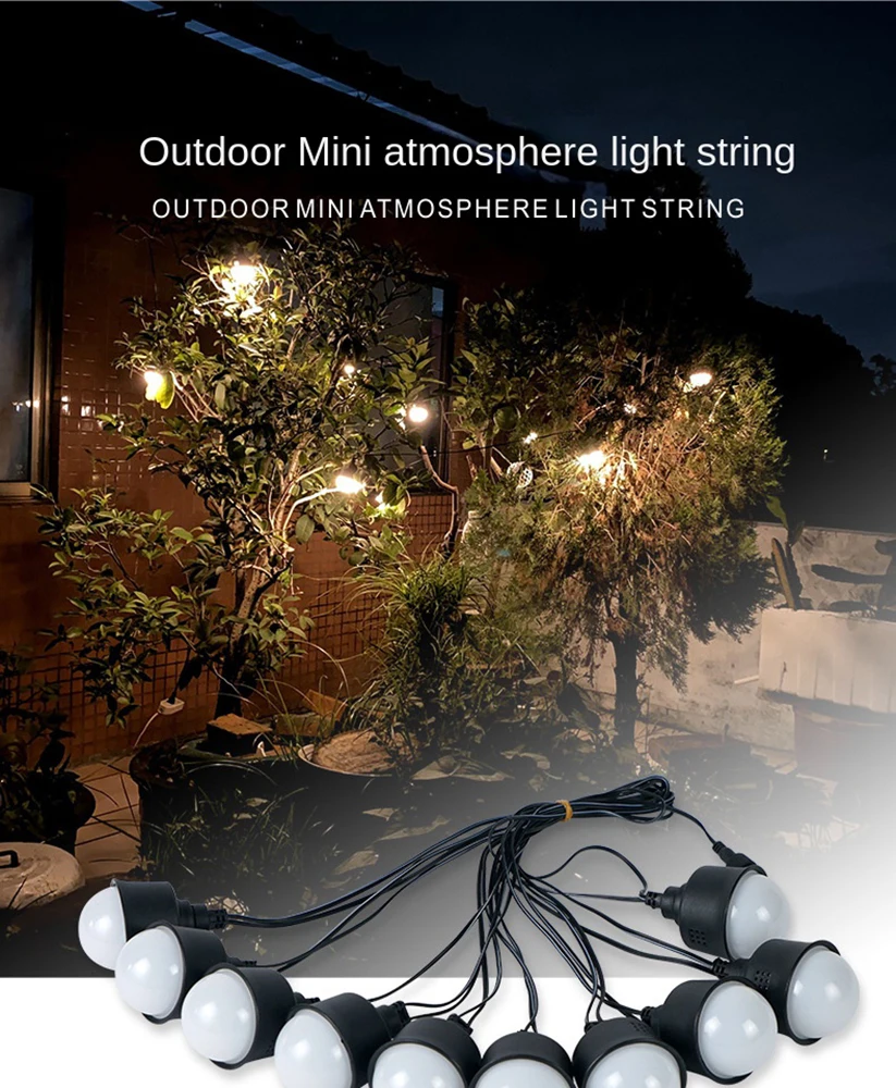 RGB Открит Струнен Лампа Палатка на Къмпинг Бар Коледен Градина В Задния Двор Атмосфера Сватбена Украса Водоустойчива Лампа 8,8 м Десет Светодиоди