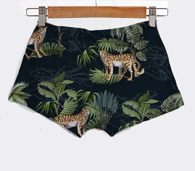 Обичай Леопардовые и Тропически Двете къси Панталони с Модерен Секси Женски Лятна Гореща Принтом