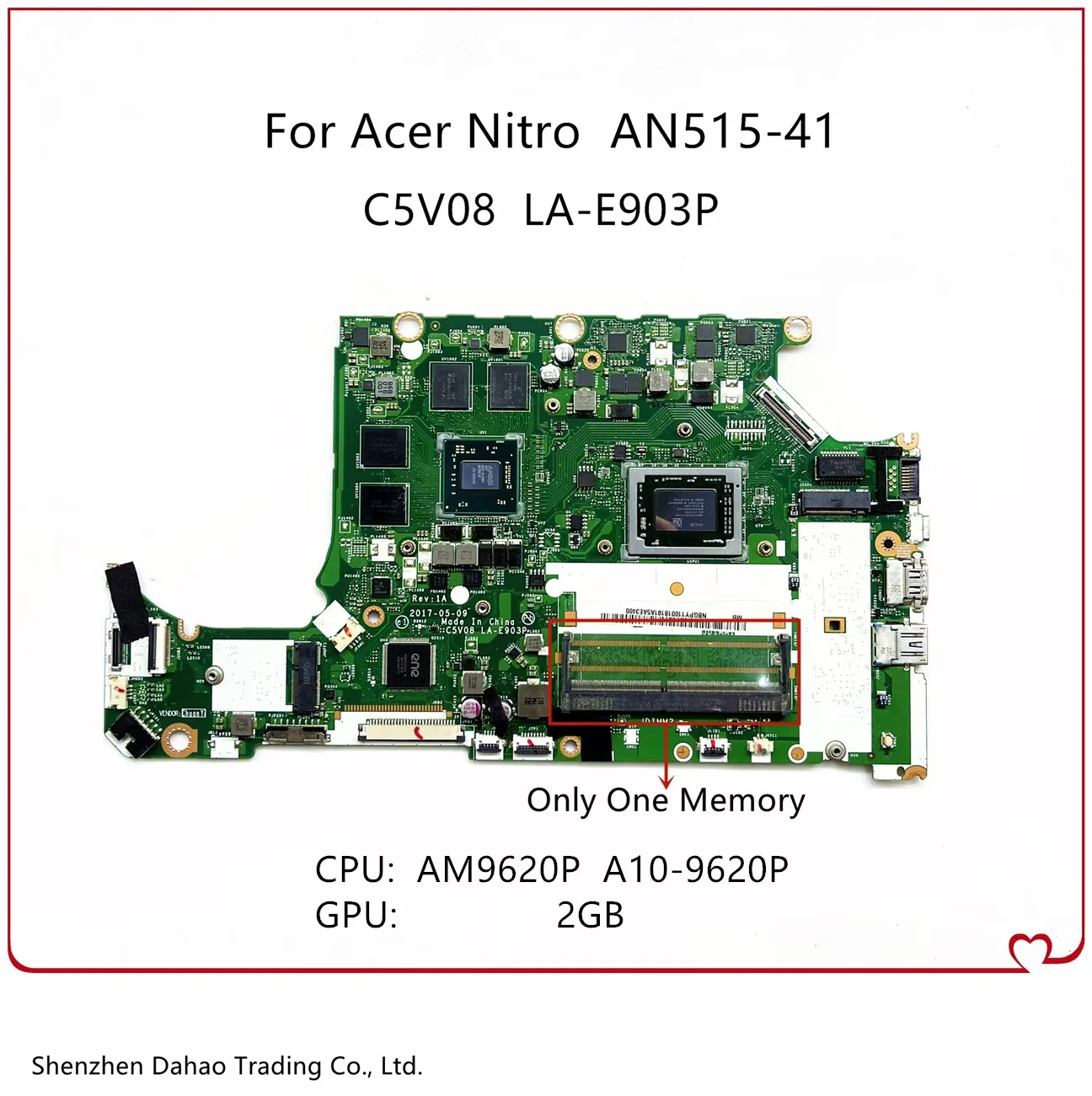 За Acer Aspire Nitro AN515-41 AN515-41G на дънната Платка на лаптоп с процесор A10-9620 DDR4 2 GB-GPU C5V08 LA-E903P дънна Платка 100% Работа