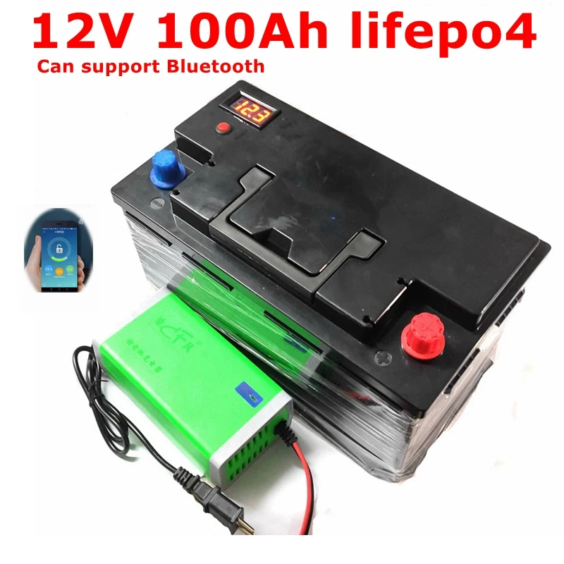 MLG 12,8 В 100AH lifepo4 батерии с Bluetooth BMS 12v 100Ah батерия за go cart UPS Домакински уреди Инвертор + 10A зарядно устройство 0