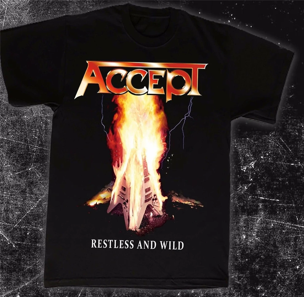 Accept -Тениска Неугомонной и на дивата германската хеви метъл група, размери от S до 3Xl, Ежедневни тениска