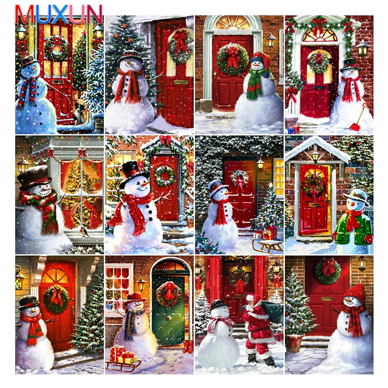 5D Сам Диамантена Снимка на Снежен човек 3D Диамантена Бродерия Коледна Къща Мозайка от Планински Кристал Изкуство Ръкоделие Хоби Ръчно изработени Стенен Декор