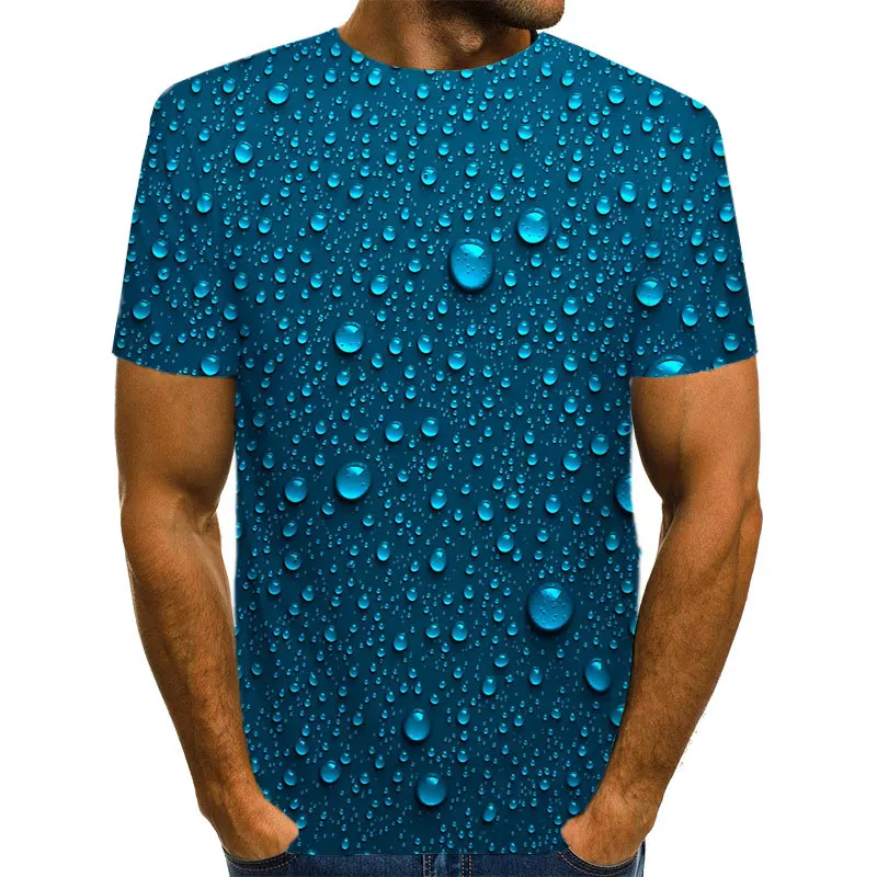 Модерна лятна Модна Тениска с Къси Ръкави и 3D-принтом под формата на капки Дъжд, Интересна Мъжки и дамски Ежедневни Тениска, Спортен...
