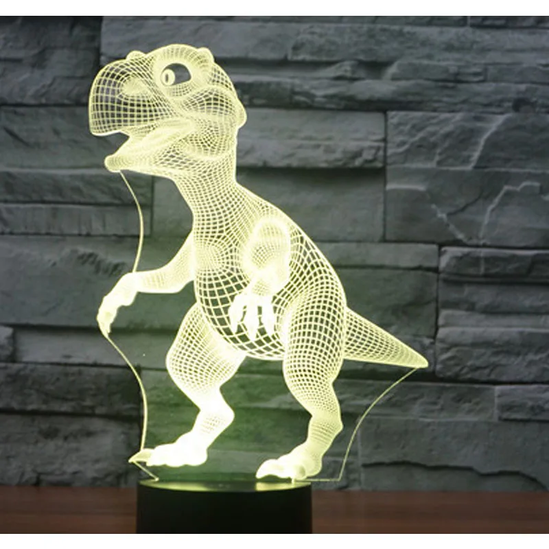 3D Led Нощни Лампи Динозавър с 7 Цветове на Светлината, за да украсят Дома Лампа Невероятна Визуализация Оптична Илюзия е Страхотна