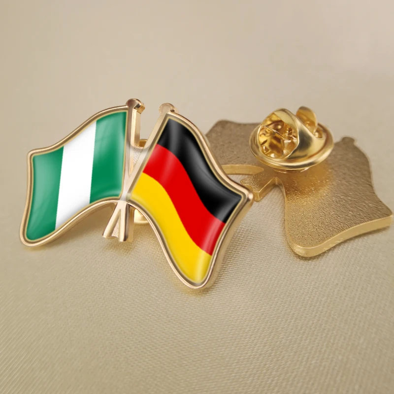 Нигерия и Германия Преминава Двойни Знамена Приятелство Игли за Ревери Брошки Икони