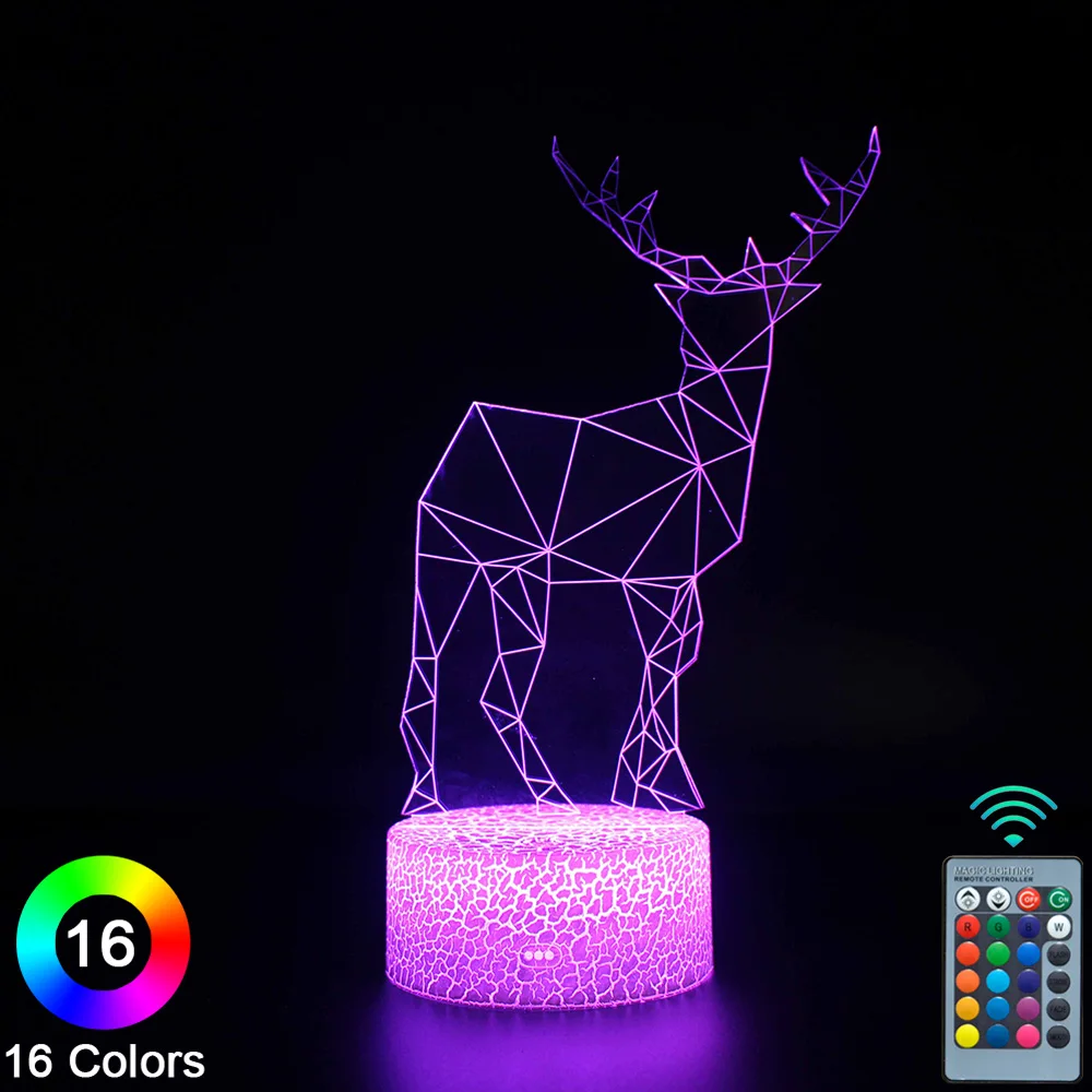 Коледна led 3D Нощни Светлини Докосване на Дистанционното Управление Новост Настолна Настолна Лампа Декор Коледен Подарък За Рожден Ден -№659 0