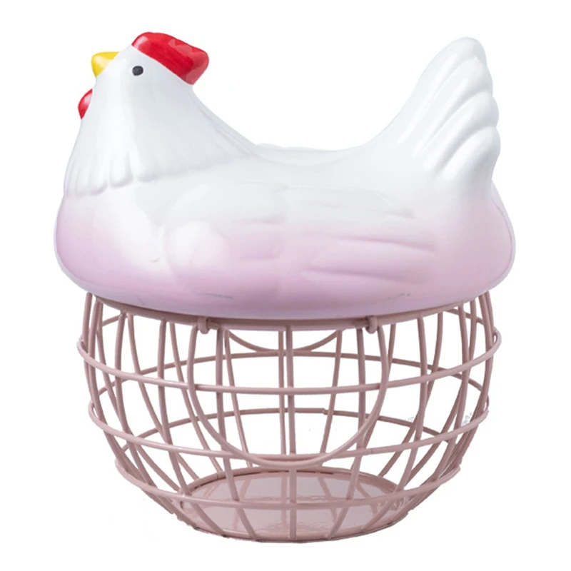 Керамични Титуляр За Яйца Дръжка Метална Пиле Украшение Домашна Декоративна Кошница За Съхранение На Плодове, За Да Кухненско Организатор 0