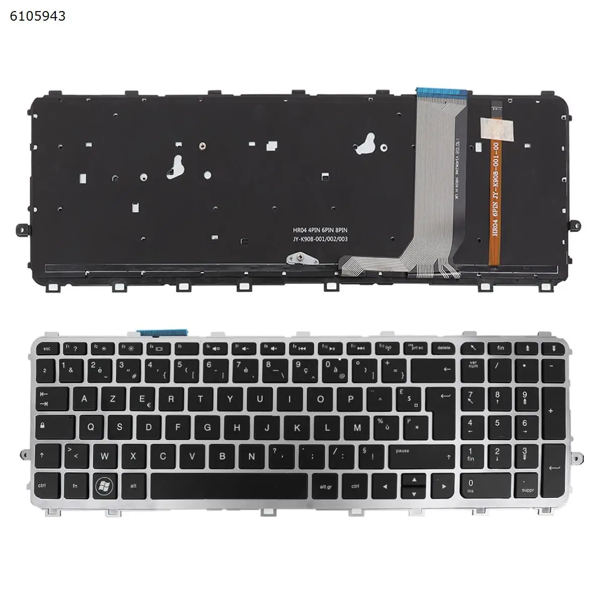 Френска Нова клавиатура AZERTY за лаптоп HP ENVY 15-J 15-J000 15t-j000 15t-j100 15z-j000 15z-j100 в сребрист рамка с подсветка