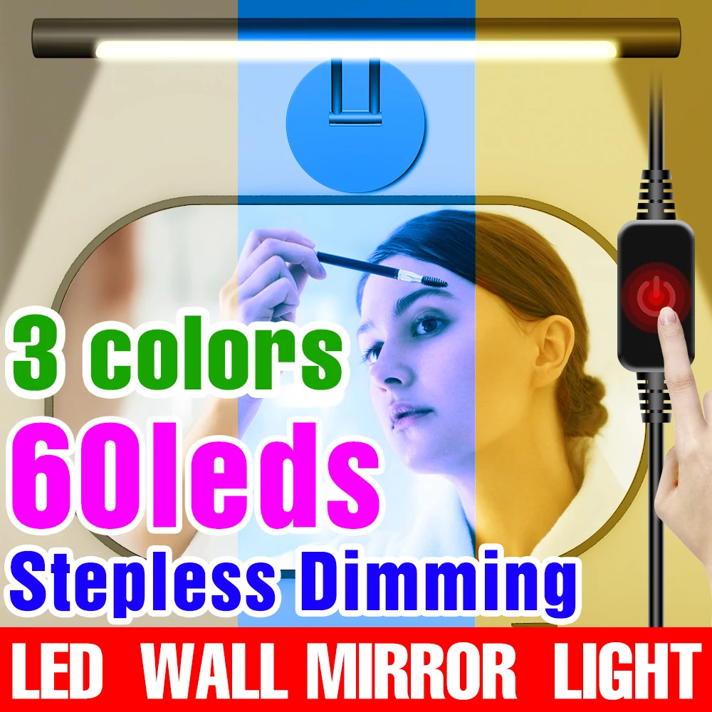 Led монтиран на стената Лампа Безстепенно Димиране USB Тоалетка с огледало Стенно Осветление със Сензорно Управление 8 W 12 W 16 W Осветление за Баня Стенно Огледало Лампа 0