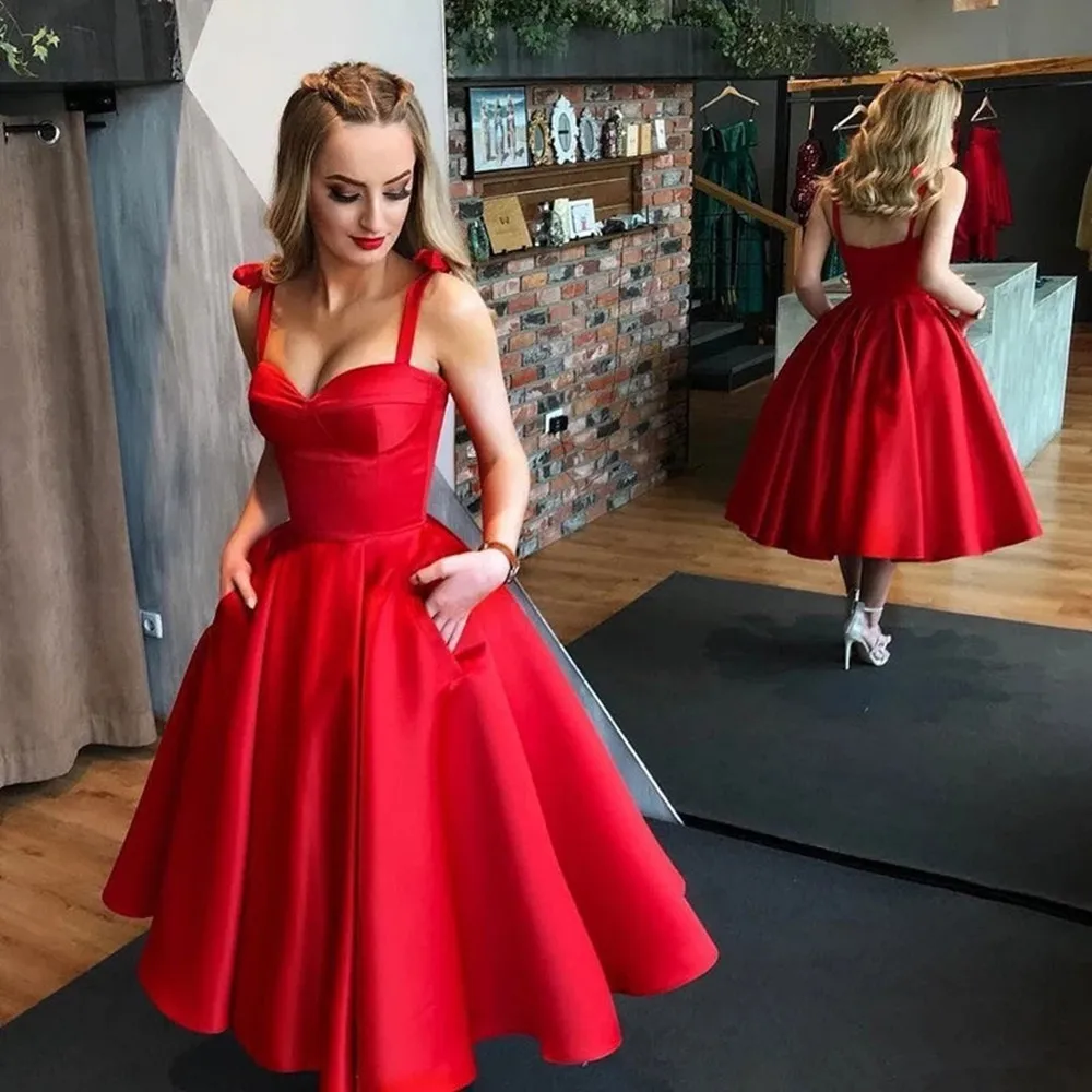 2022 Секси Рокля на спагети презрамки за Бала, Вечерна рокля noiva sereia, червено атласное рокля за бала, вечерна рокля дантела, често срещано